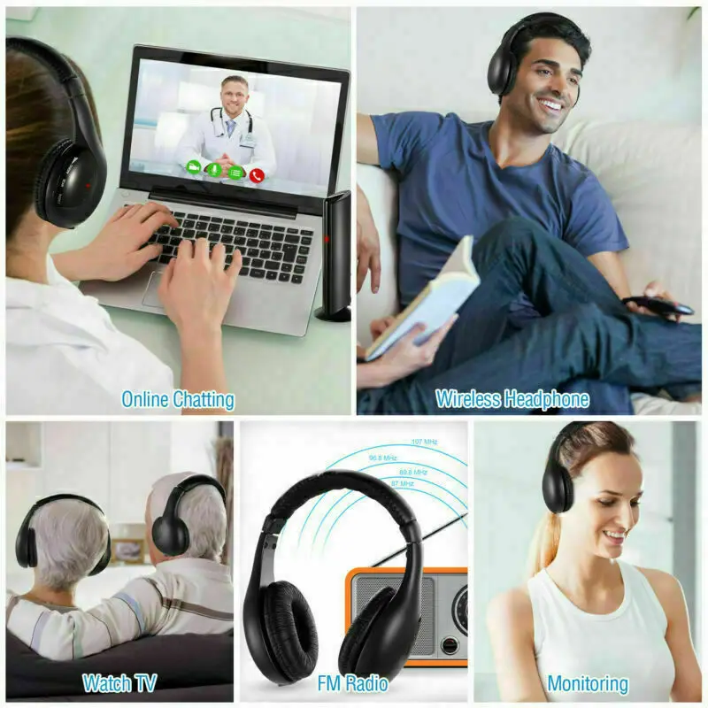 Новые 5 в 1 Беспроводные наушники беспроводные наушники RF с микрофоном FM радио для MP3 MP4 PC tv DVD CD инфракрасные беспроводные наушники