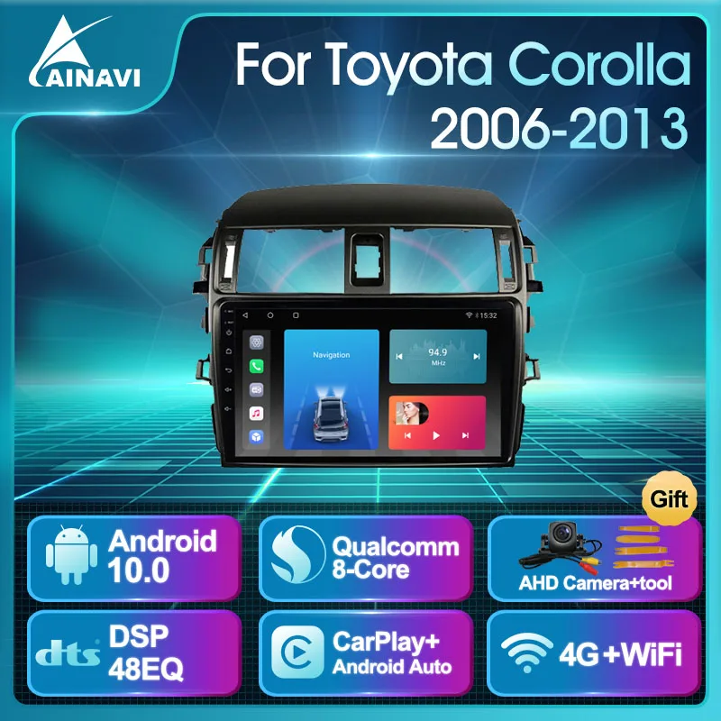 Автомобильный радиоприемник Android 10 0 QLED экран для Toyota Corolla 2006-2013 E140/150 авто стерео