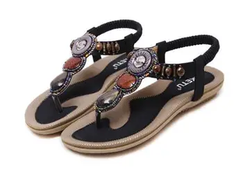 

148-A3 Beaded Bohemia Holiday Beach comfortable large sandals ,latest popular