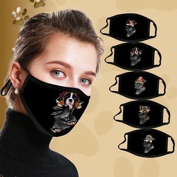 

Washable Reuse Face Mask Dogs Printed Cotton Mask Sunscreen Comfortable And Washable Adult Mask Outdoor Mouth Mask