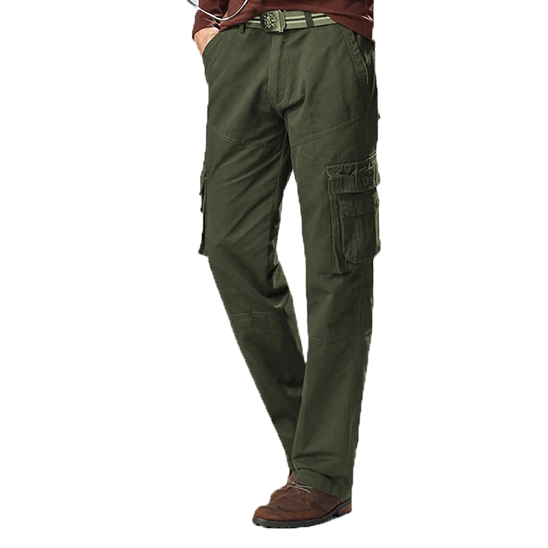 

2019 Men Tactical Khaki Pants Multi-Pocket Men Cotton Cargo Pants High Quality Casual Baggy Workout Male Armygreen Trousers 40