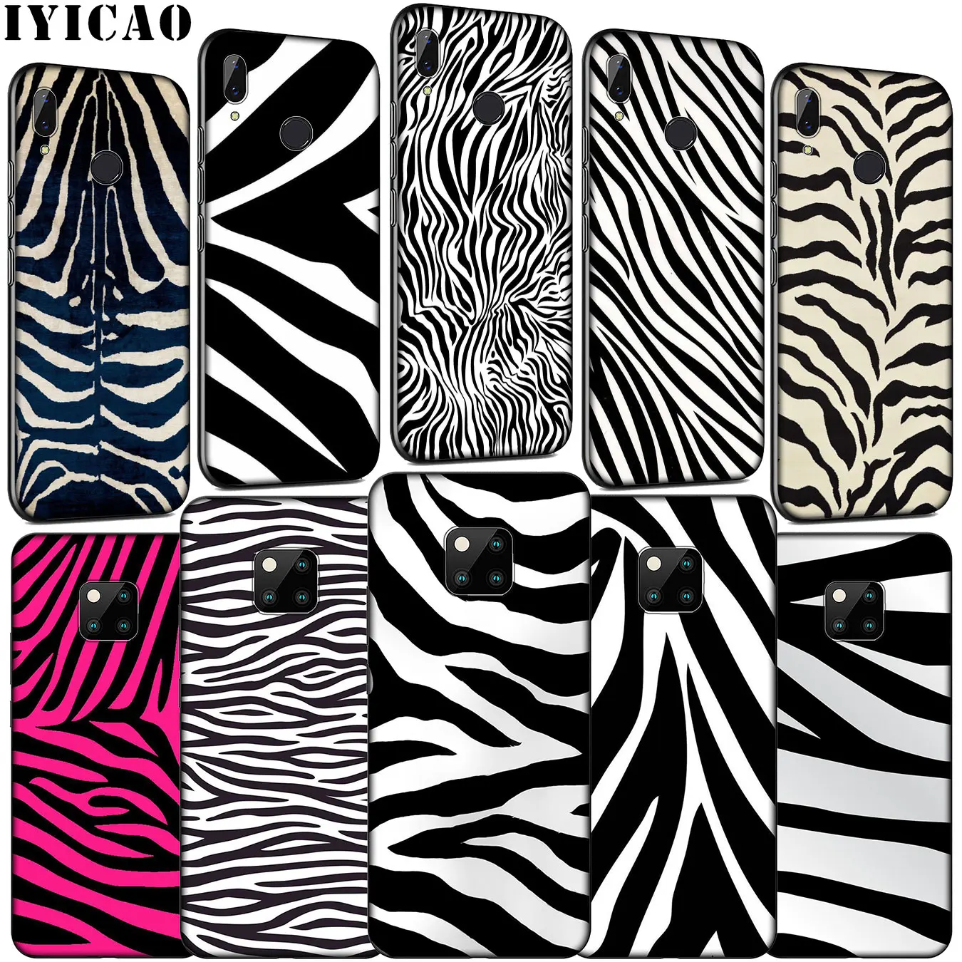 IYICAO zebra stripe Black and white Pattern Soft Silicone Phone Case for Huawei Mate 30 20 10 Pro Nova 5i 4 3 3i 2i 2 Lite Cover |