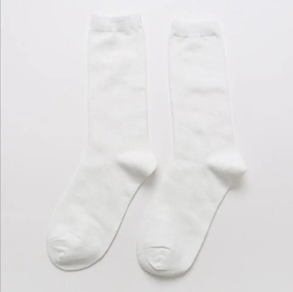 Черный Смешные носки Харадзюку женские хлопковые Chaussettes женские длинные носки без пятки дамские однотонные Ретро Sen Piled Up Носки Шорты Носки - Цвет: Черный