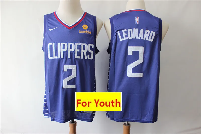 As photo Женский Молодежный детский бейсбольный мяч Los Angeles Kawhi Leonard Paul Джордж трикотажные изделия - Цвет: As photo