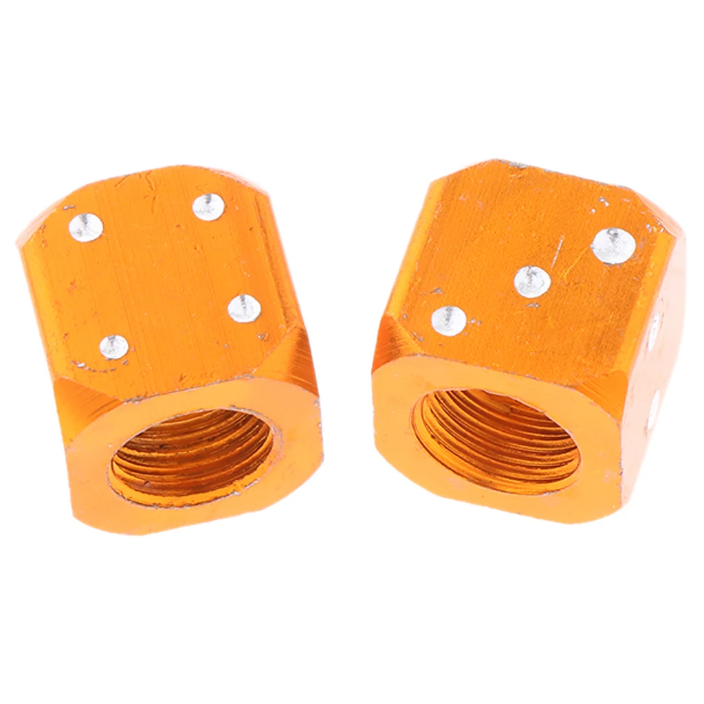 2 Pieces Dice Car Tire/Wheel Valve Stem Caps Air Valve Dust Cap Bike Orange