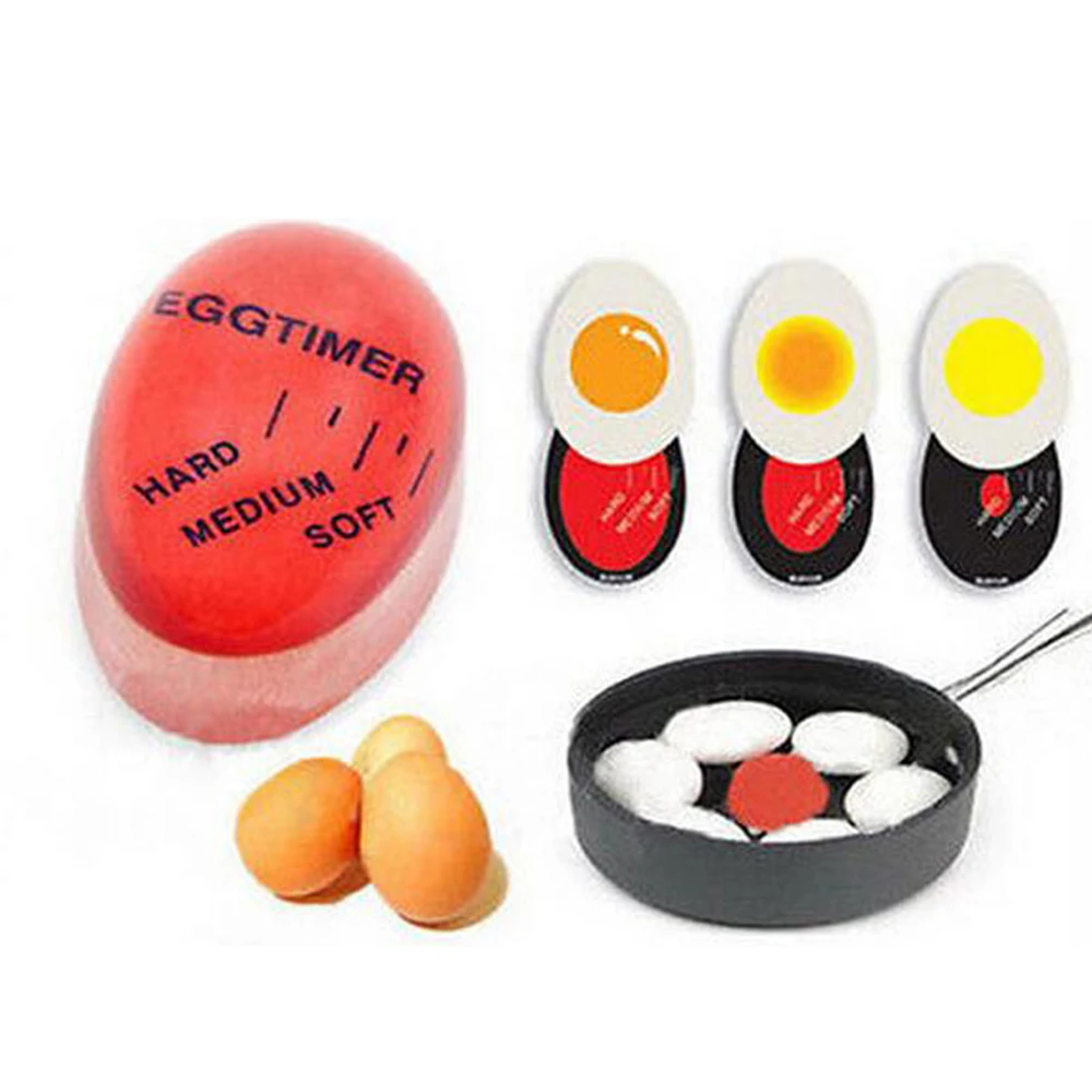

1pcs Egg Perfect Color Changing Timer Yummy Soft Hard Boiled Eggs Cooking Kitchen Eco-Friendly Resin Egg Timer Red Timer Tools