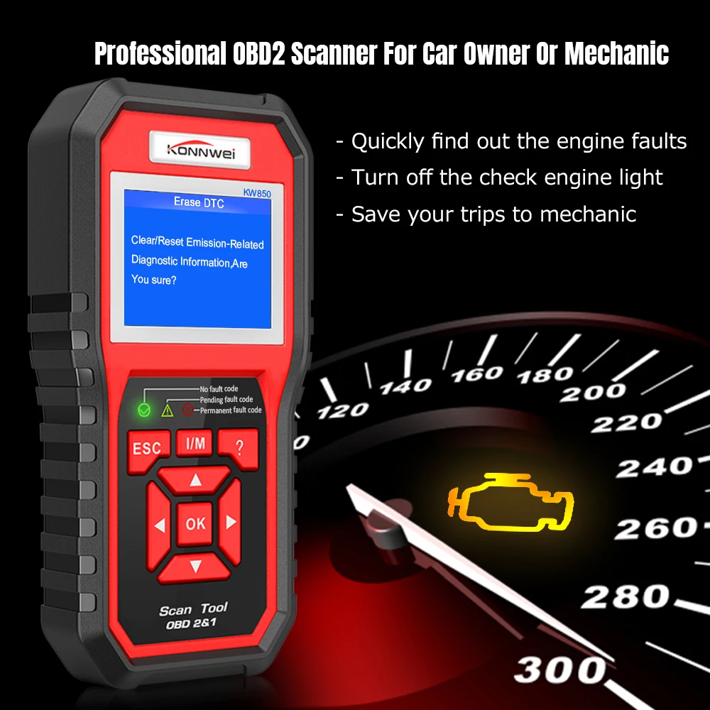 Диагностический сканер KW850 OBD2 автомобильный диагностический для VAG BMW