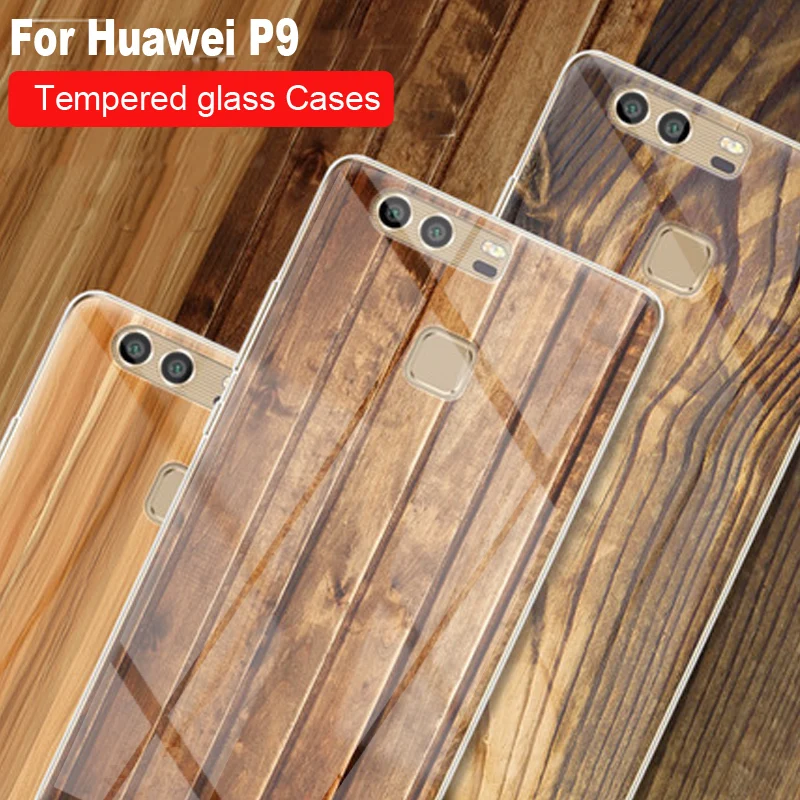 Huawei P9 p 9 чехол из закаленного стекла деревянный камень узорчатый Телефон чехол для huawei p9 P9 Защитный чехол противоударный