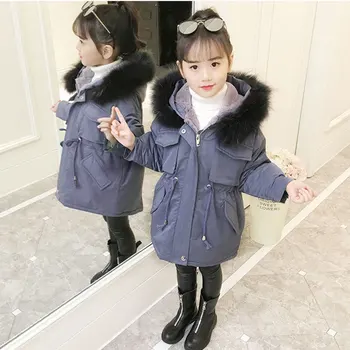 

Girls Winter Cotton Jacket New Children Thick Cotton Outerwear Girls Fashion Clothes Long Jacket Clothes for Children 14 Years