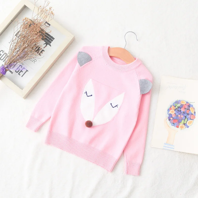 

2018 Autumn And Winter GIRL'S Sweater Base Shirt Stereo Fox Ear Cute Long Sleeve Crew Neck Hoodie with Sleeves Sweater