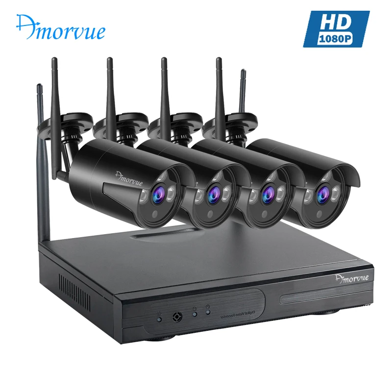 Amorvue 8CH 1080P камера видеонаблюдения с Wifi системой 2MP Wifi пуля ip-камера Водонепроницаемая аудио запись комплекты наблюдения камера безопасности - Цвет: 4 cameras