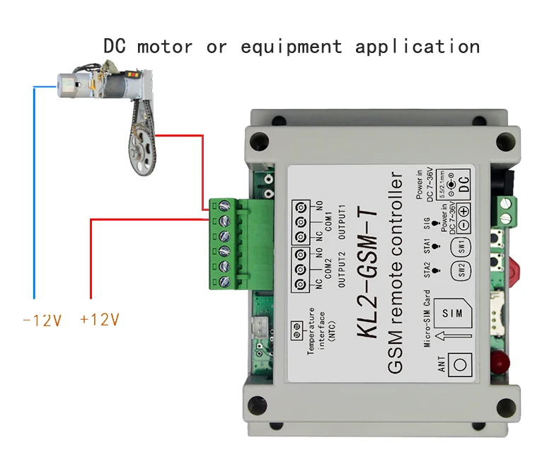 DC12V 2 канальный релейный выход GSM пульт дистанционного управления KL2-GSM-T с 1 метровым датчиком температуры