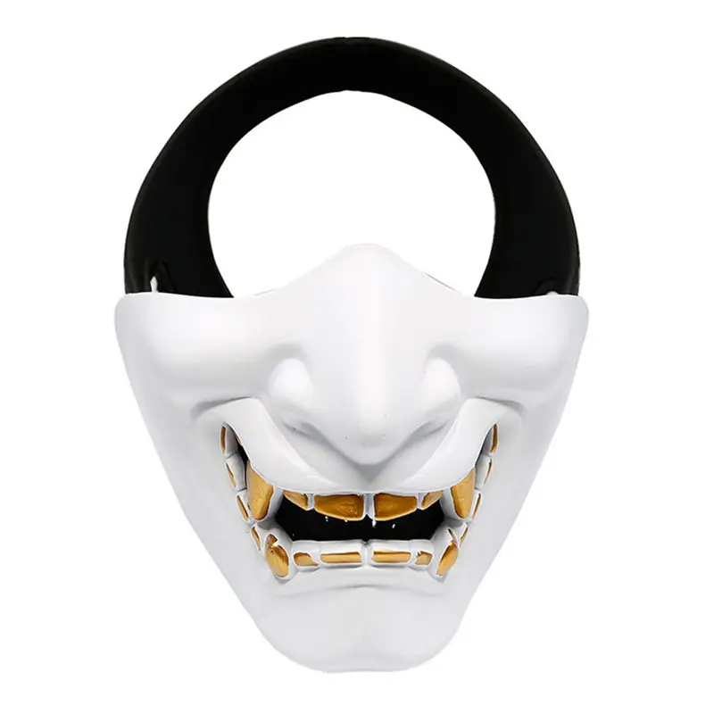 Костюм для косплея на Хеллоуин Caries Demon Evil Monster Кабуки самурайская полумаска вечерние украшения Mied белый/черный/красный 3 цвета - Цвет: white