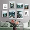 Nature Scenery Painting Home Backdrop Decor Wall Art Canvas Painting Blue Mountain Lake Picture Landscape Print for Dormitory ► Photo 2/6