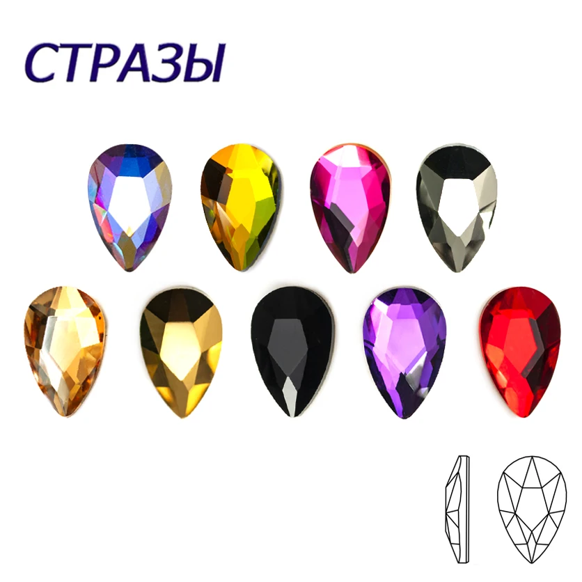 5x8mm 20pcs Pear Drop Nail Strass Korean Fashion 3D Nail Art Rhinestone Flatback Crystal Stones for DIY Nails Accessories