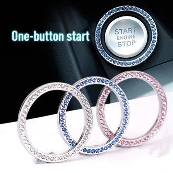 

Car One-button Start Decor Ring Universal Interior Mouldings Diamond-encrusted Car Start Ring Switch Decor Sticker