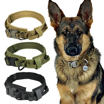 

HEYPET Dog Collar Nylon Adjustable Tactical Dog Collars For large Dog Control Handle Training Military Dog Collar Pet Products