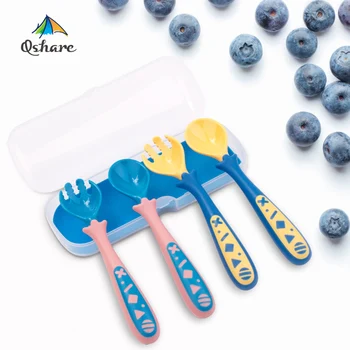 

Qshare baby feeding spoon and fork set tableware utensils for baby boy and girl