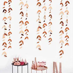 Dark Emerald Green Leaf Garland Paper Streamer (Rose Gold 13Ft)