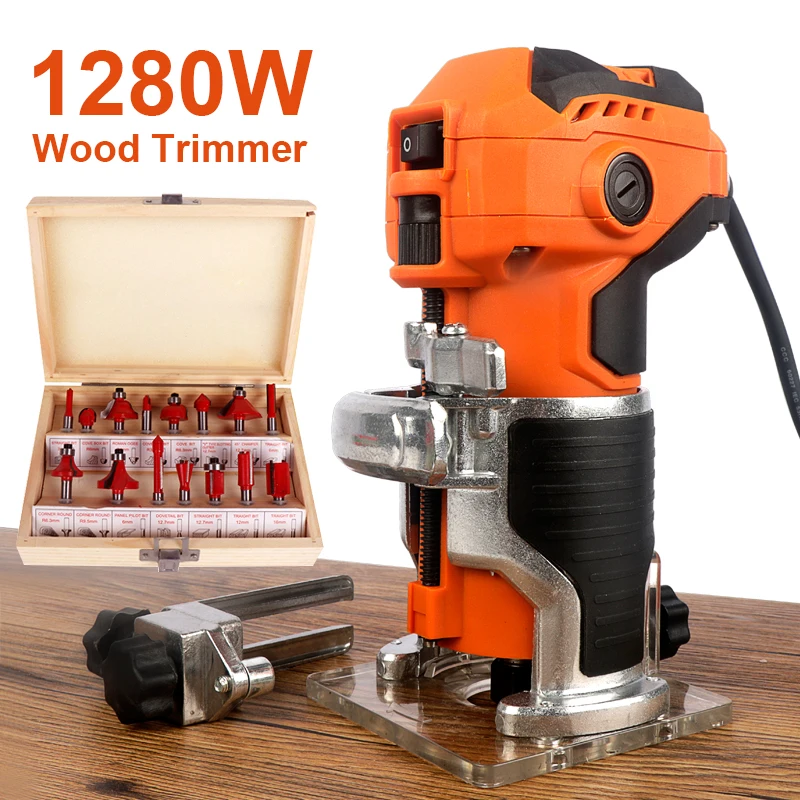 Woodworking Electric Trimmer Wood Milling Slotting Machine Wood Router Tool Kit Laminator Edge Trimmer Tools With Milling Cutter wood edge manual planer 45 degree bevel cutting carpenter corner repair woodworking chamfer hand planer with horizontal bubbles