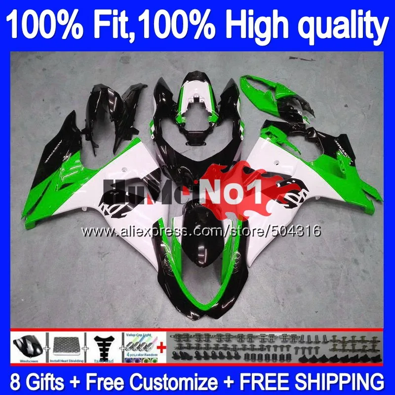 Инъекции для SUZUKI K9 GSXR1000 GSXR 1000 23MC. 149 белый зеленый GSXR-1000 2009 2010 09, 10, 11, 14, 15, 16 лет обтекатель oem