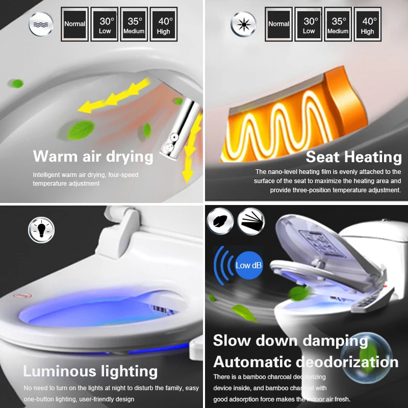  FOHEEL Smart Toilet Seat Electric Bidet Cover Intelligent Bidet Heat Clean Dry Massage Intelligent  - 4000070892557