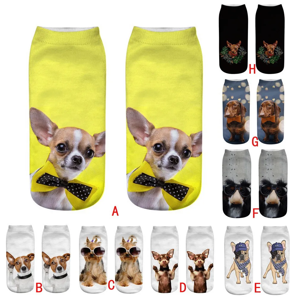 Kawaii/Женские Носки с рисунком милой собаки короткие носки-лодочки закрытым носком