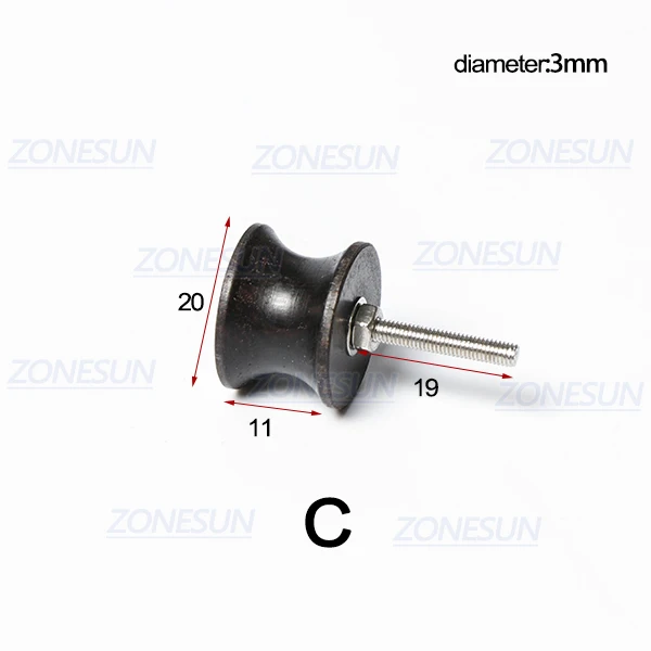Size C ZONESUN полировщик кожаных кромок для полировки кожи машина для полировки кромок из черного дерева полировщик с кожаным наконечником - Цвет: Size C