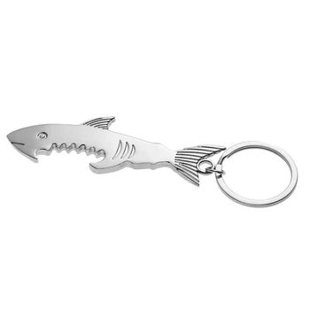 

Bottle Opener Shark Shape Glossy Portable Stainless Steel Beer Cap Remover Outdoor Keychain Accessories