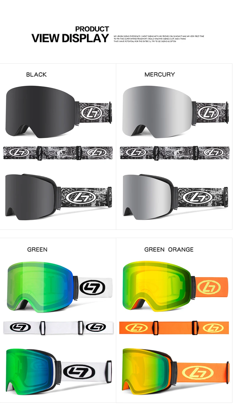 Ski Goggles men women Double Layer Large Spherical UV Protection Windproof Anti Fog polarized snowboard goggles