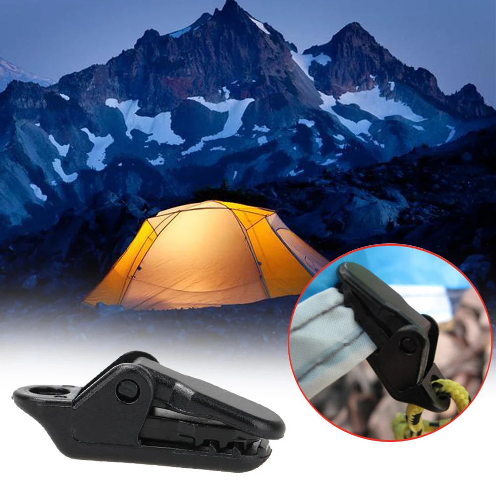 10 PCS/Sets Selling Tents Awning Wind Rope Clamp Awnings Plastic Clip Camping Windproof Tent Crocodile Clip Outdoor Camping