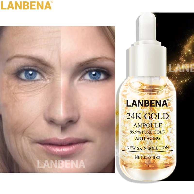

LANBENA 24K Gold Ampoule Serum Essence Anti Wrinkle Anti Aging Fine Lines Moisturizing Whitening Firming Face Cream Skin Care