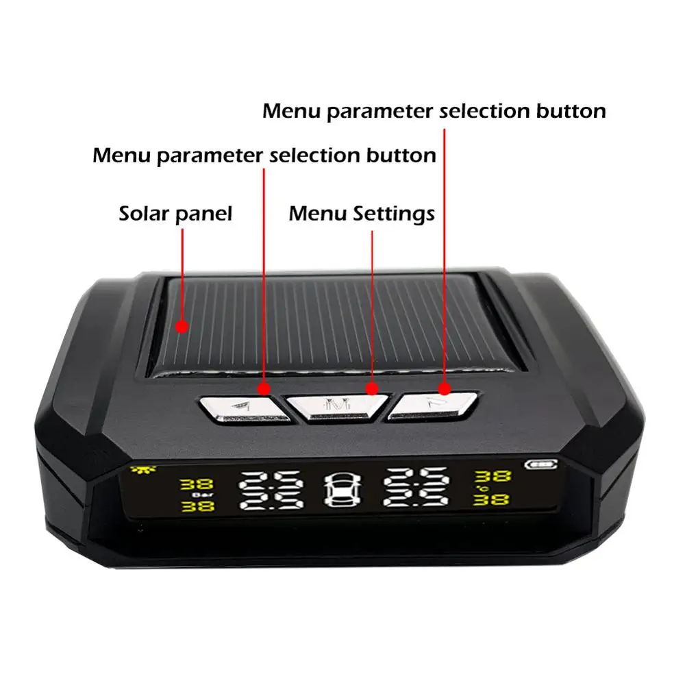 Солнечная TPMS AN-05 автомобильная система контроля давления в шинах Солнечная энергия цифровой ЖК-дисплей Автомобильный датчик контроля давления в шинах TPMS 4 датчика