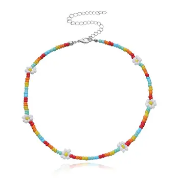 

BU-149 Hot Sale Bead Flower Necklace Female Fashion Adjustable Necklace Colorful Beads Choker Necklace