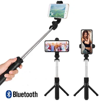 

LAMJAD New 3 in 1 Wireless Bluetooth Selfie Stick Foldable Handheld Monopod Mini Tripod with Shutter Remote For iPhone