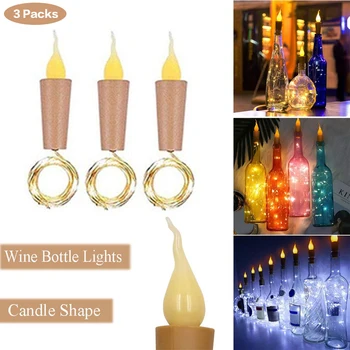 

2M 20LED Wine Bottle Copper Wire Light Flame Cork Bar Holiday Couple Romantic Christmas Decoration Lighting