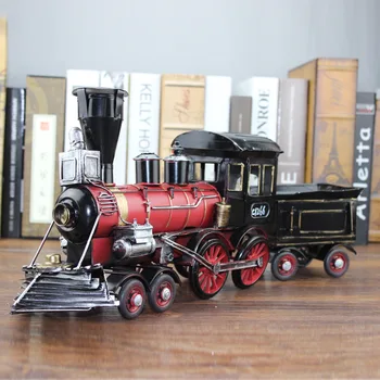 

50x13x22cm King Size Antique Train Car Model Iron Crafts Red Diecast Speed Wheels Locomotive Train Model Decoration Car Toys