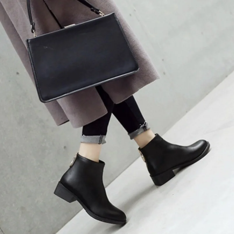 

2019 Autumn New Style England Chunky-Heel Versatile Short Boots