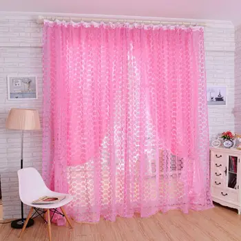 

1pc Living Room Curtains Rose Tulle Window Screens Door Balcony Curtain Sheer Drape Panel Scarfs Valances Shop Window Decoration