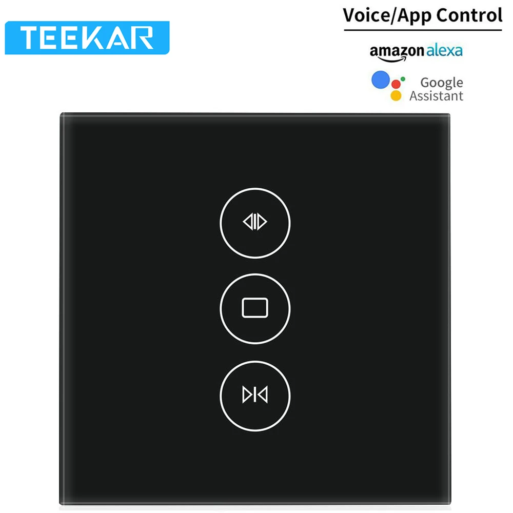

Teekar WiFi Smart Curtain Switch Smart Life Fr Electric Motorized Curtain Blind Roller Shutter Work With Alexa Google Home Black