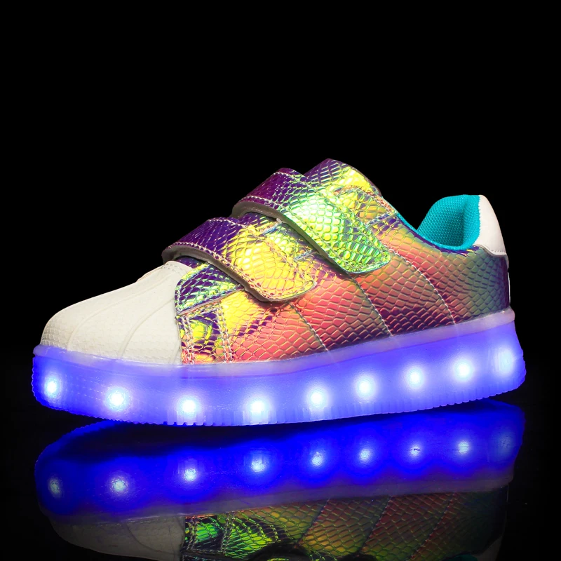 

Autumn sports and leisure shell head Double Velcro children's shoes light shoes luminous shoes LED lighting men and women shoes
