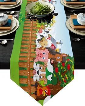 

Cartoon Animals Zoo Table Runner Home Kitchen Decorative Table Runner for Wedding Party Cake Floral Tablecloth