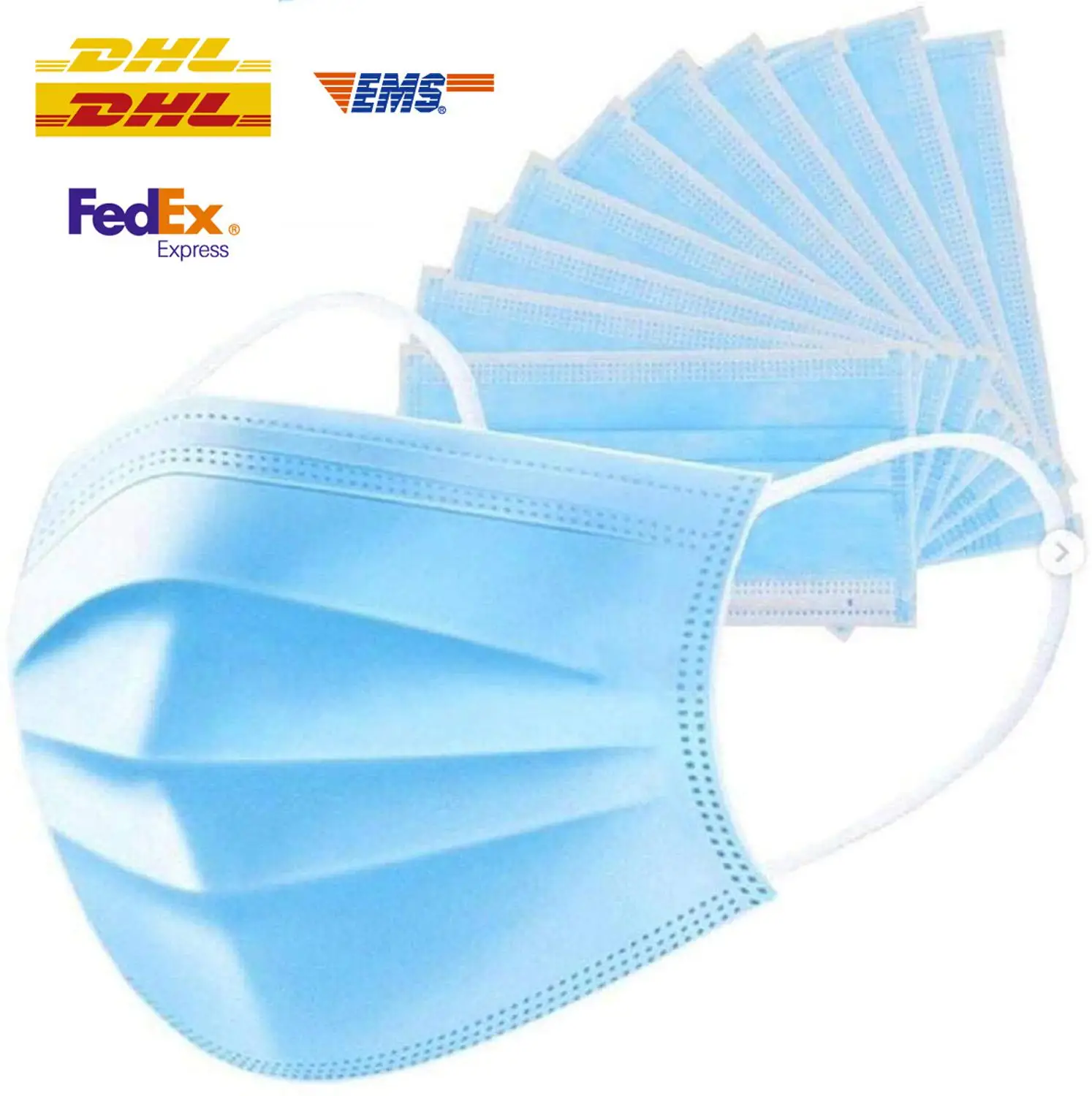 

DHL/FEDEX/EMS 3 Layer Mask dust protection Masks Disposable Face Masks Elastic Ear Loop Non-woven Dust Filter Safety Mask