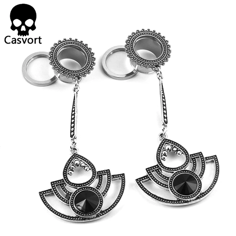 Casvort, 2 шт., серьги для пирсинга, расширитель, туннель, заглушка, Висячие шпильки, седло, ушные измерители, носилки, модные украшения для пирсинга тела, подарок