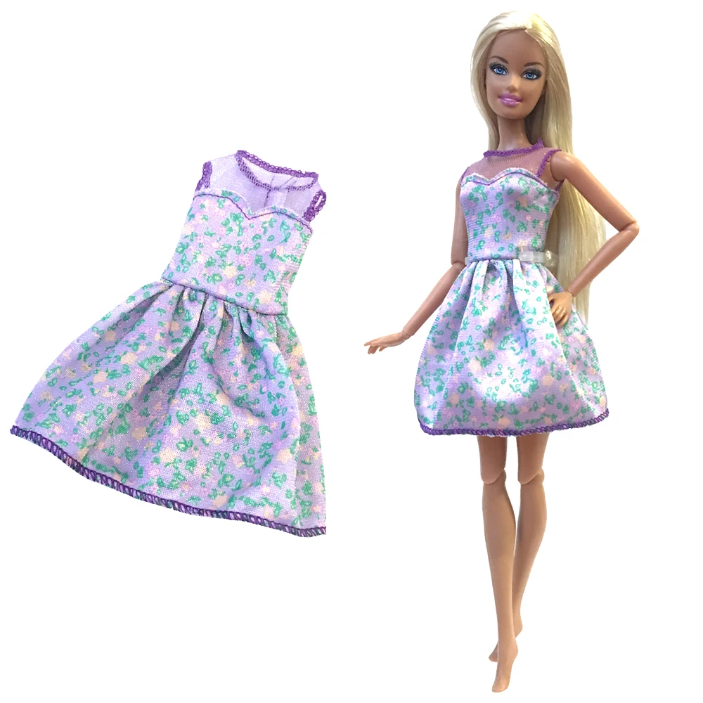 

Модная женская одежда NK, 1 шт., повседневная одежда, платье, фиолетовая юбка, аксессуары для кукол Барби, игрушка для кукольного домика