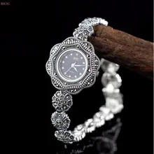 Серебро 925 пробы S925 серебряные ювелирные изделия романтические цветочные женские часы браслет для momen стиль Модные ювелирные изделия