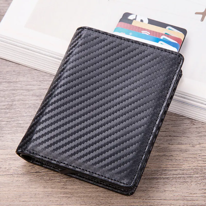 С защитой от RFID, для карт держатель Крокодил PU Бизнес ID кредитница Для мужчин тонкий металлический чехол кошелек из углеродного волокна мини-кошелек