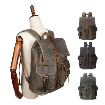 

Brown color top quality canvas men backpack Outdoor Hiking Climbing Camping Large Capacity backpack for male 200822-29