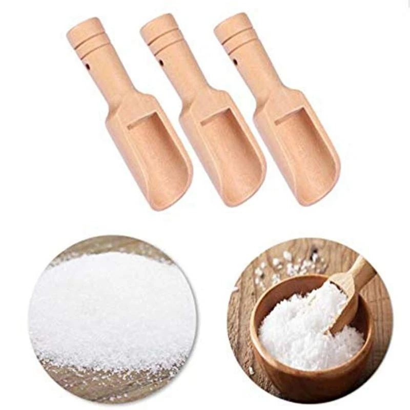 20 Pieces Mini Wooden Spoon Mini Bath Salt Spoon Wooden Candy Spoon Laundry Powder Spoon Set Baby Spoon