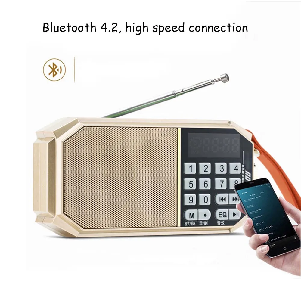 Gold Открытый беспроводной Bluetooth динамик 4,2 бас портативный динамик s с fm-радио светодиодный дисплей Поддержка TF карты/U диск Play - Цвет: Gold